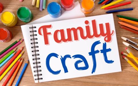 craft supplies and a sketch book with the words "family craft"