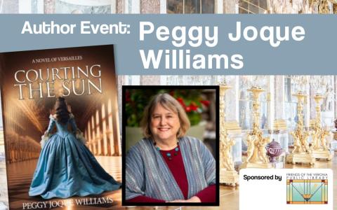 "Courting the sun" book cover and portrait of the author, Peggy Joque Williams