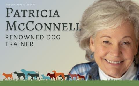 Photo of author Patricia McConnell with silhouettes of dogs in the frontPhoto of author Patricia McConnell with silhouettes of dogs in the front