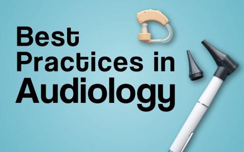 photo of audiology tools on a plain background