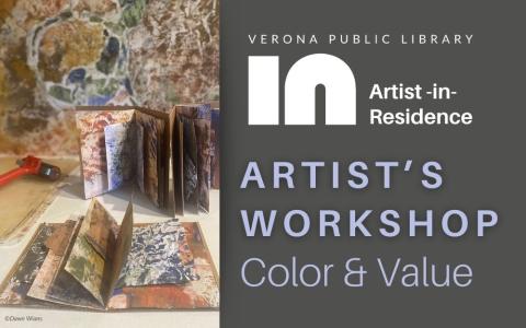 printmaking supplies next to a handmade journal with natural pigments and organic shapes ©Dawn Wians