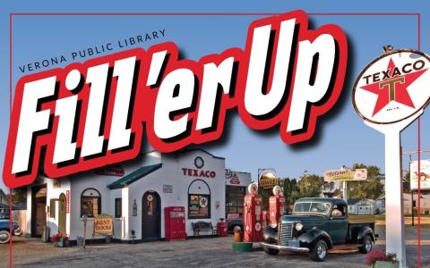 an old Texaco gas station and vintage car 