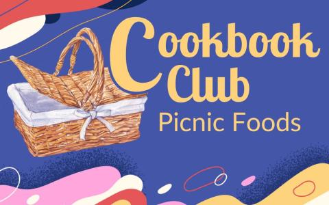 fun colorful background with picnic basket illustration