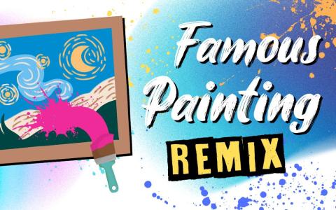 a illustration in the style of "Starry Night" with neon pink paint and a paintbrush with splatter paint in the background