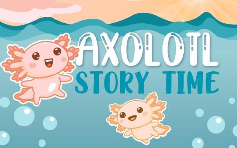 two cute cartoon axolotl's swimming in the water