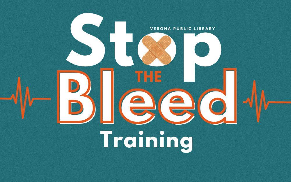 "Stop the Bleed" text with a band-aid. 