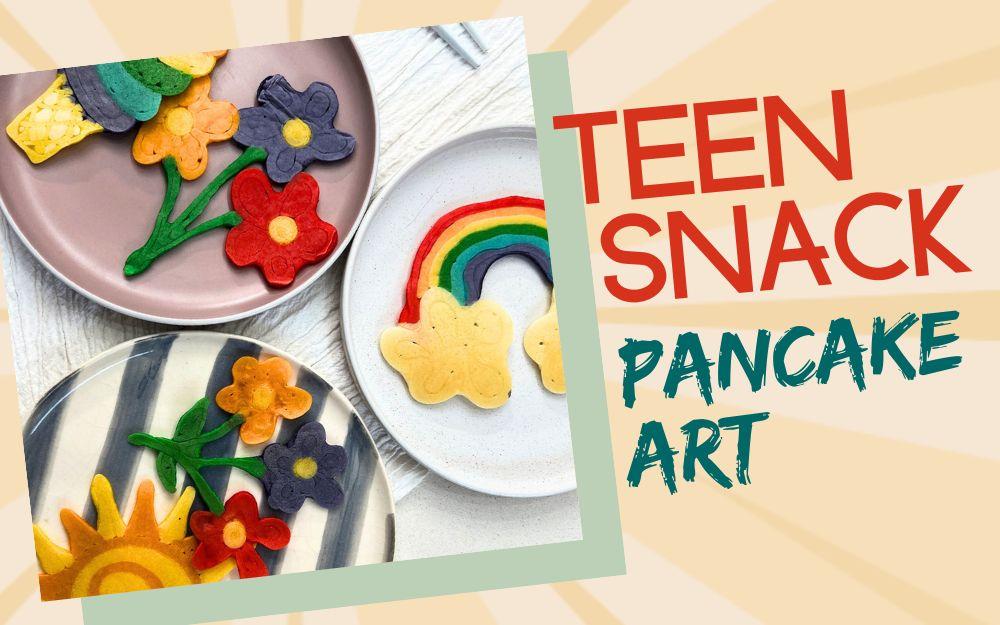 rainbow, flowers, sun, ice cream cone and rainbow pancake art