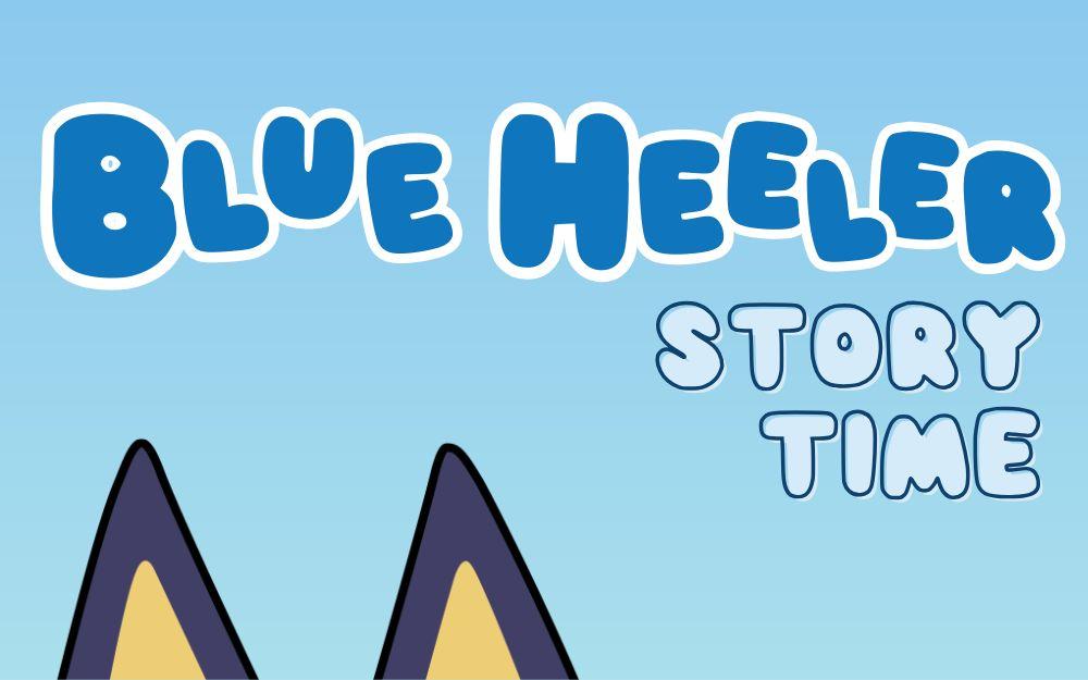 two blue heeler dog ears sticking up on a blue background