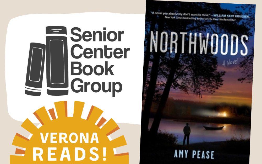 "Northwoods" book cover with a sunburst that says "Verona Reads!"