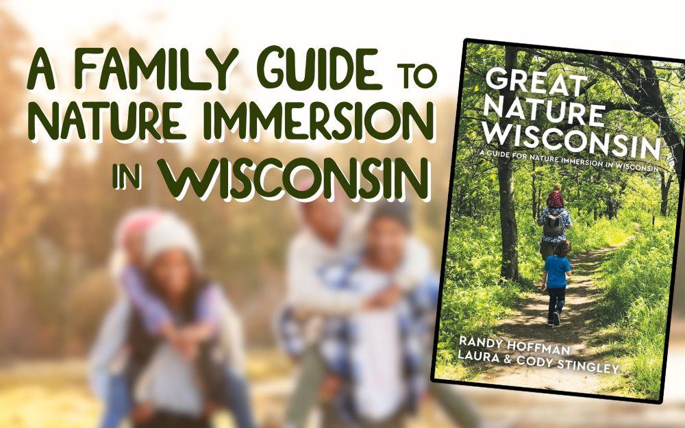 a cheerful family hiking in Wisconsin on a sunny fall day