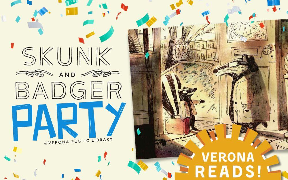 Image of Skunk and Badger with confetti in the background