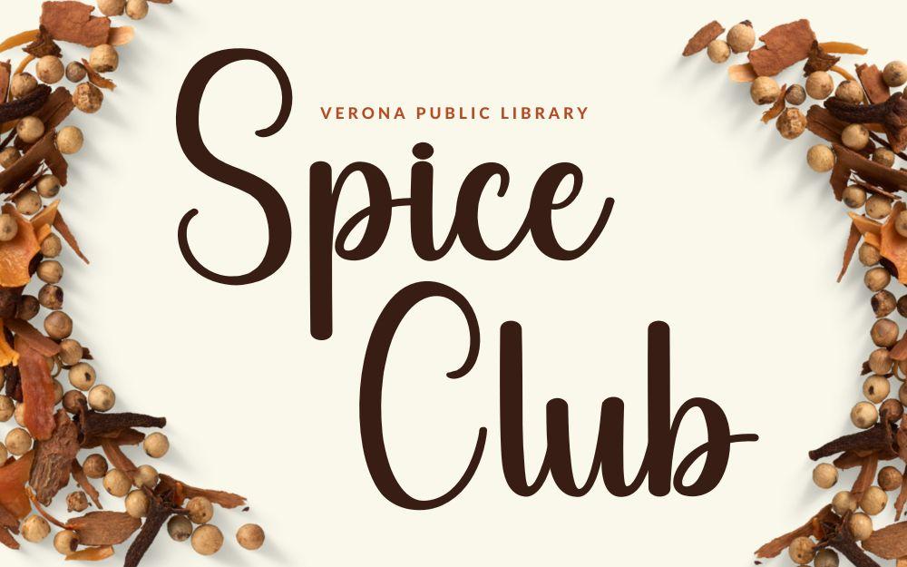 various spices surrounding cursive text that says "Spice Club"