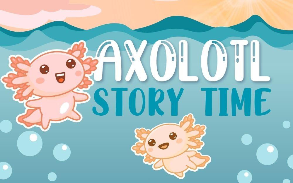 two cute cartoon axolotl's swimming in the water