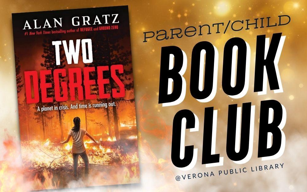 "Two Degrees" book cover with smoke and flames